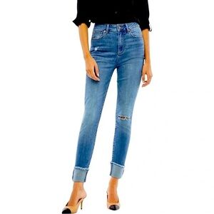 NWT JustFab Distressed Cuffed Ankle high rise Jeans size 28